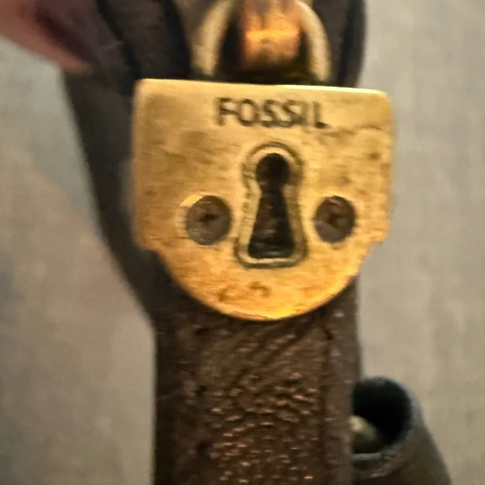 Fossil‎ Black Leather Keyhole Coin Purse ID Card Holder Wallet Brass Hardware